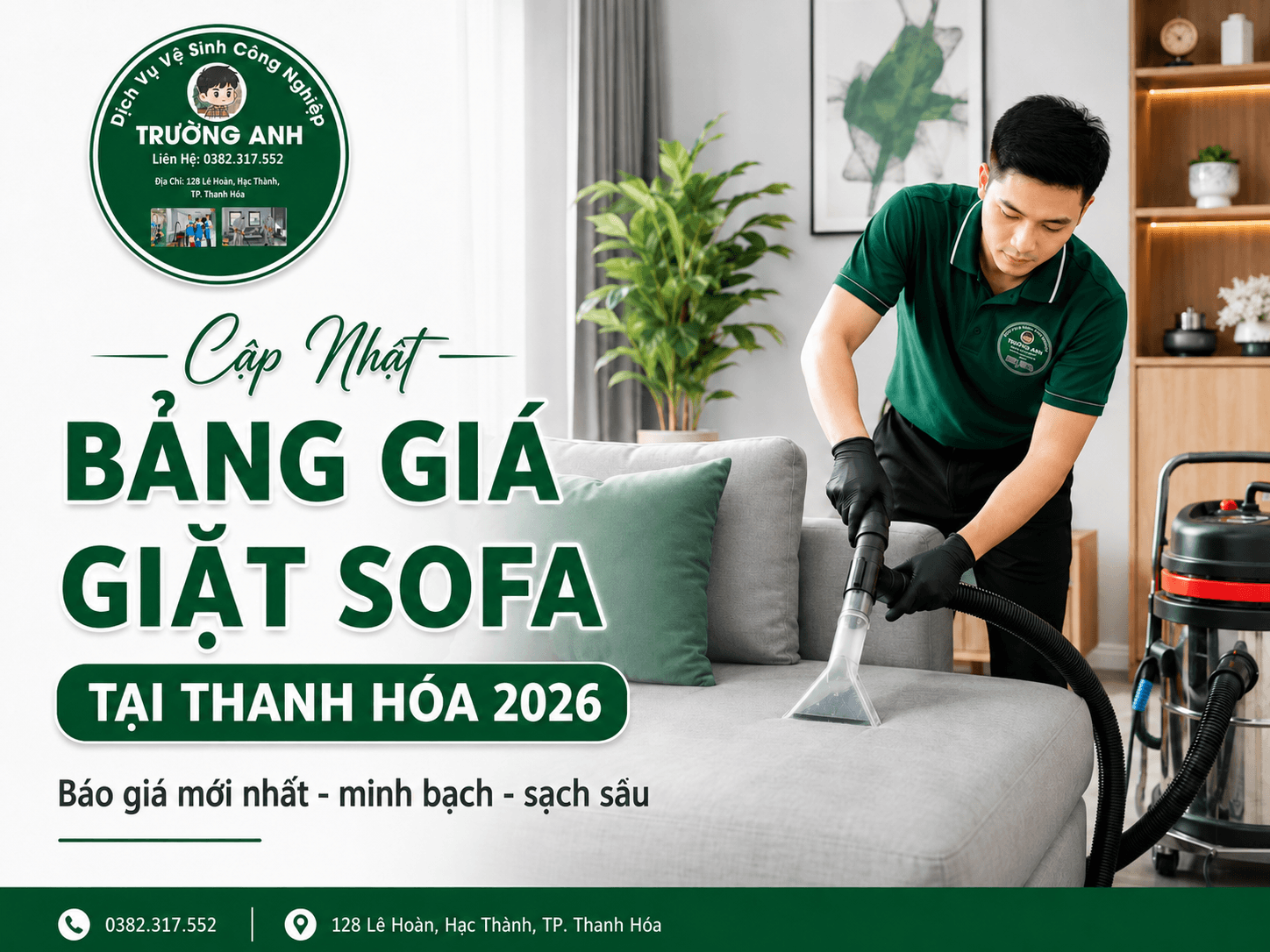 Dịch vụ giặt sofa tại Thanh Hóa phục vụ gia đình khách sạn homestay văn phòng