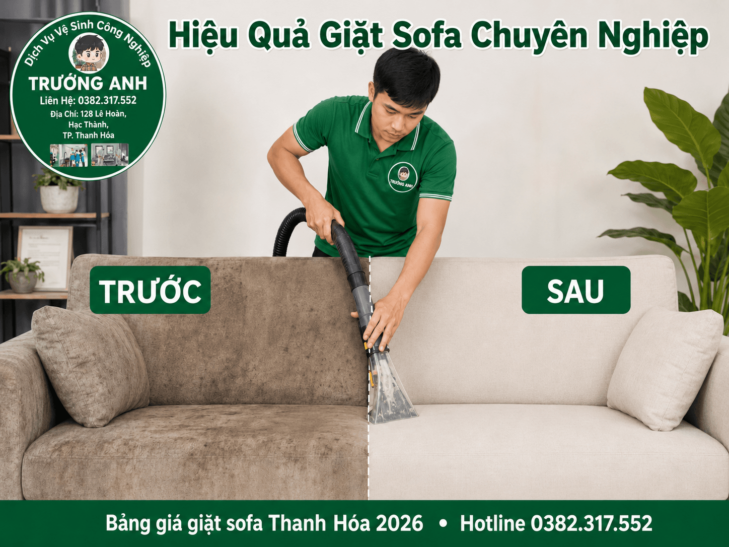 Quy trình giặt ghế sofa tại Thanh Hóa tận nhà báo giá rõ ràng