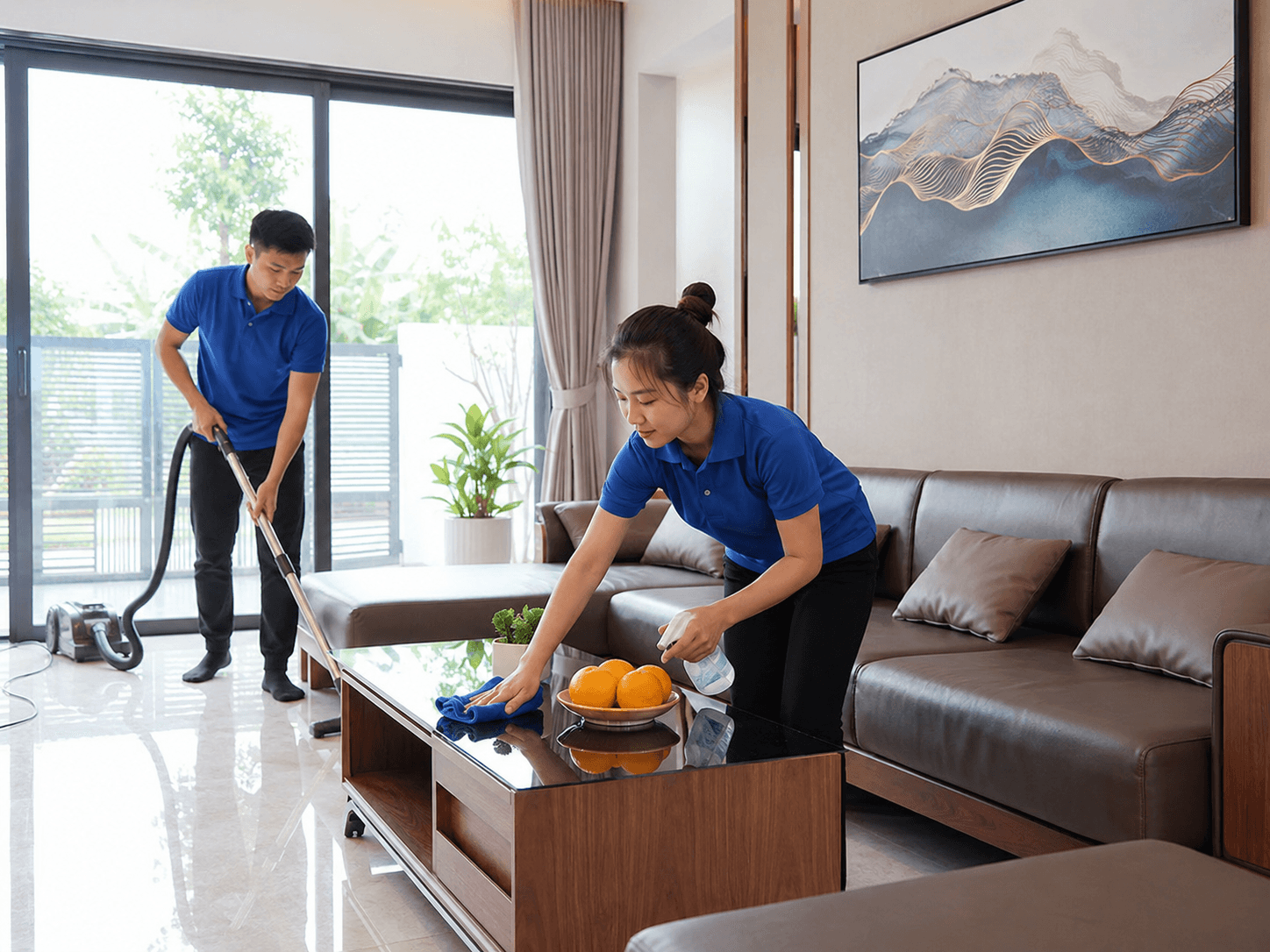 Đội ngũ dọn nhà theo giờ tại Thanh Hóa đến tận nơi với máy hút bụi cây lau nhà dụng cụ vệ sinh