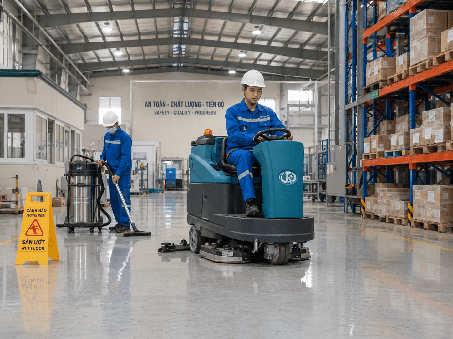 Dịch vụ vệ sinh nhà xưởng tại Nghi Sơn làm sạch sàn kho bãi