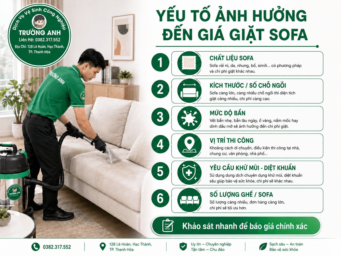 cập nhật bảng giá giặt sofa tại thanh hóa
