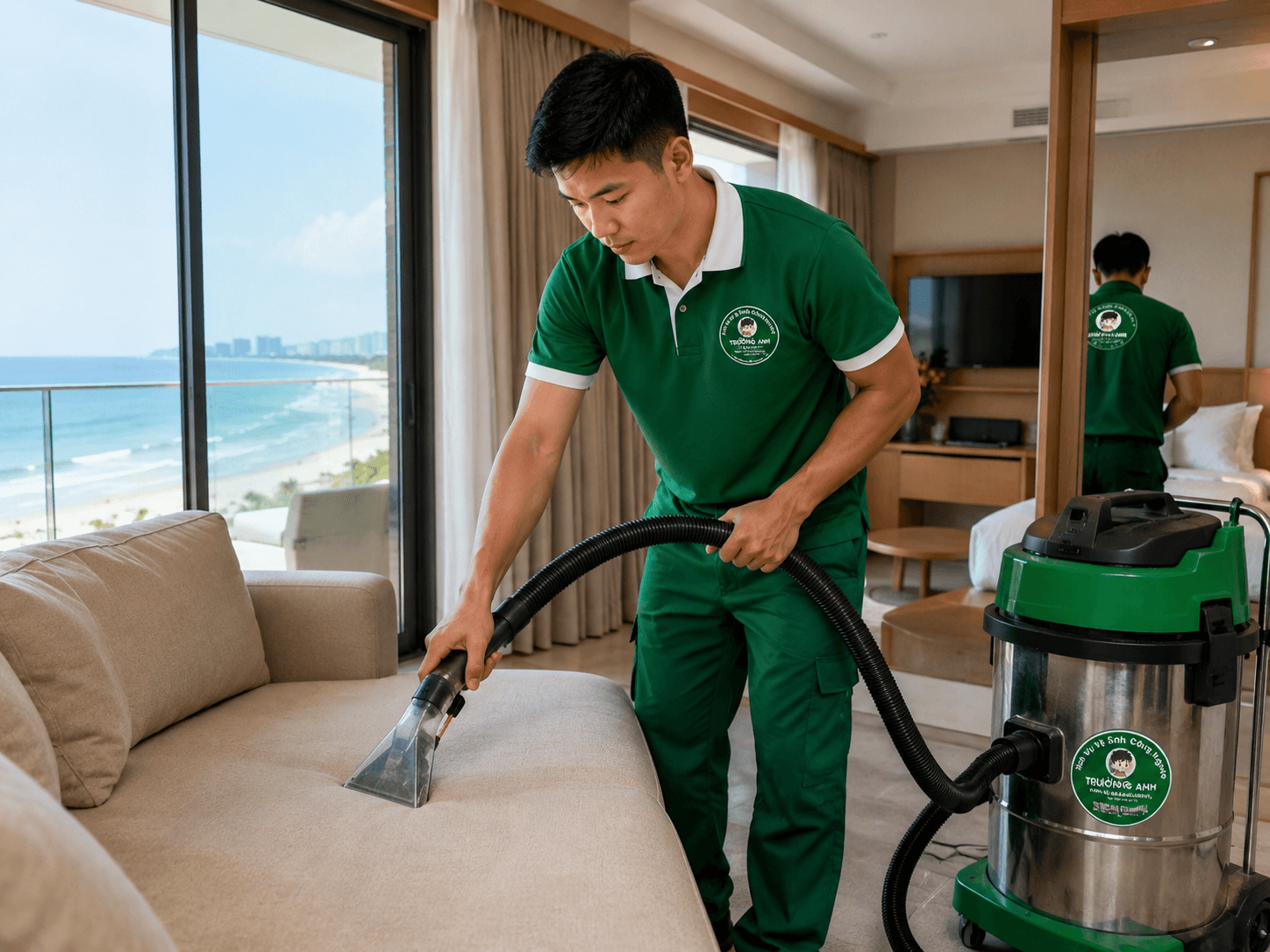Sofa phòng khách và khu lưu trú tại Sầm Sơn sau khi được làm sạch khử mùi